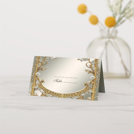 Carte De Placement Carte Gold Ornate White Floral Place (Devant)