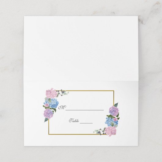 Carte De Placement Carte Hydrangea Place -Table (Extérieur déplié)