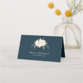 Carte De Placement Carte mariage blanche à fleurs rose magnolia (Dos)