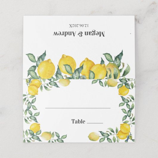 Carte De Placement Carte Mariage citron (Extérieur déplié)