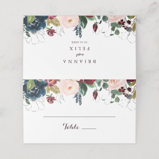 Carte De Placement Carte Mariage de automne à aquarelle illustrée (Extérieur déplié)