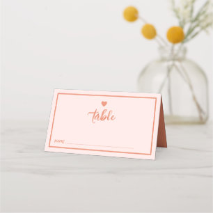 Carte De Placement Carte Mariage d'écriture manuscrite rétro rose