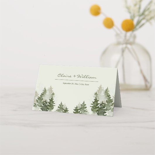 Carte De Placement Carte Mariage Dusky Green Mountain Pine (Devant)
