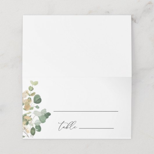 Carte De Placement Carte mariage en or d'aquarelle eucalyptus or (Extérieur déplié)