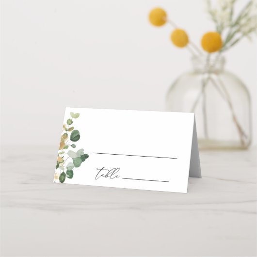 Carte De Placement Carte mariage en or d'aquarelle eucalyptus or (Devant)