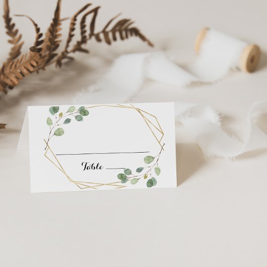 Carte De Placement Carte Mariage Eucalyptus Géométrique Or