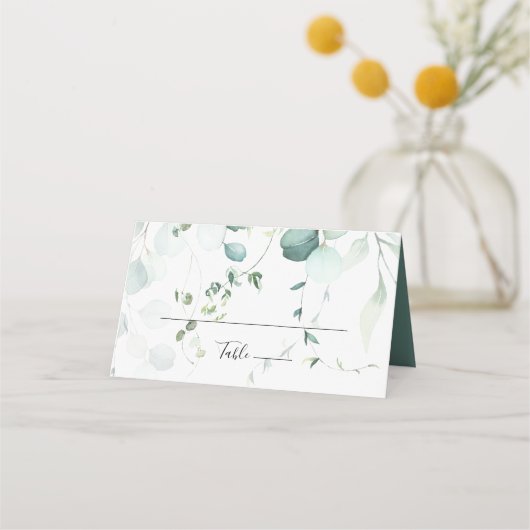 Carte De Placement Carte Mariage Eucalyptus Vert Été (Devant)