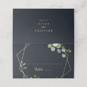 Carte De Placement Carte Mariage Géométrique bleu or vert (Extérieur déplié)