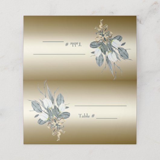 Carte De Placement Carte Mariage Gold Tulips Blanc (Extérieur déplié)