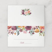 Carte De Placement Carte Mariage Marsala Rose Orange Fleurs (Extérieur déplié)