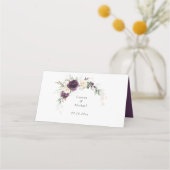 Carte De Placement Carte Mariage Place Florale violet blanc vert (Dos)