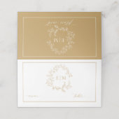 Carte De Placement Carte Mariage Place Monogram Gold Leafy Crest (Extérieur déplié)