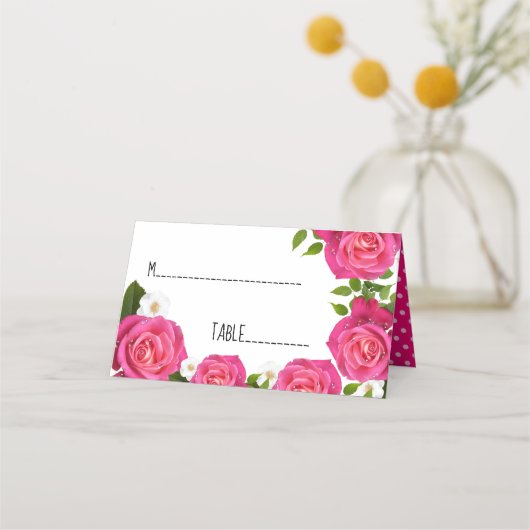 Carte De Placement Carte Mariage Rose rose chaud (Devant)