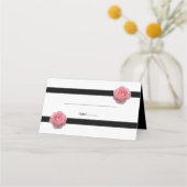 Carte De Placement Carte Mariage Rose Rose noir ruban (Devant)