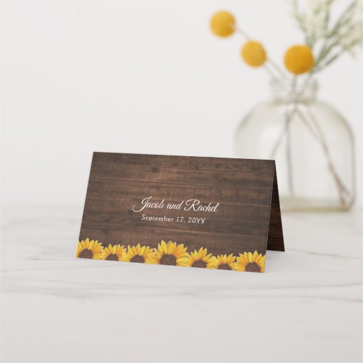 Carte De Placement Carte Mariage Rustique Sunflower String Lights (Dos)