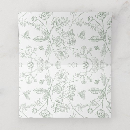 Carte De Placement Carte Mariage Sage Green Crest Monogram (Intérieur déplié)