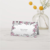 Carte De Placement Carte Pink Silver White Floral Place (Dos)