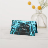 Carte De Placement Carte Place Élégant Mariage Turquoise String Lumiè (Dos)