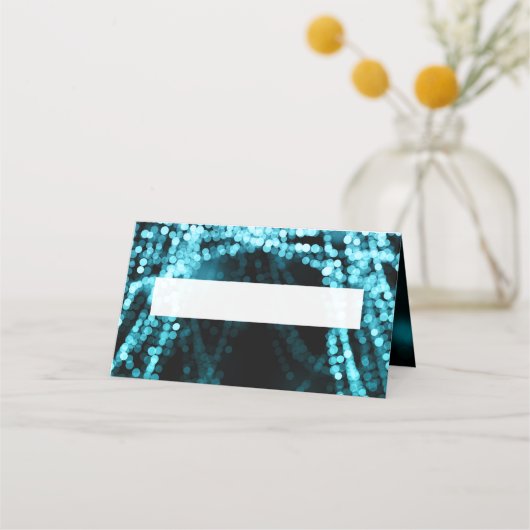 Carte De Placement Carte Place Élégant Mariage Turquoise String Lumiè (Devant)