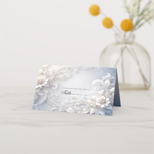 Carte De Placement Carte Place Floral Blanc (Devant)