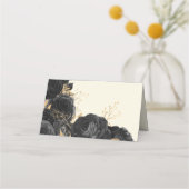 Carte De Placement Carte Place Mariage Aquarelle Or Noir Rose (Dos)