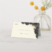 Carte De Placement Carte Place Mariage Aquarelle Or Noir Rose (Devant)