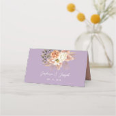 Carte De Placement Carte Place Mariage de Pêche et Violet (Dos)