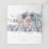 Carte De Placement Carte Place Mariage Dusty Blue et Mauve (Extérieur déplié)