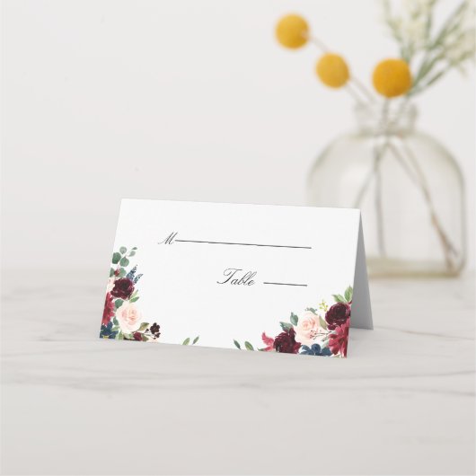Carte De Placement Carte Place Mariage Floral de Bourgogne (Devant)