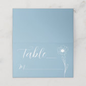 Carte De Placement Carte Place Pliée Bleue Florale Bleue Élégante (Extérieur déplié)