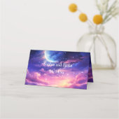 Carte De Placement Carte Place pliée Mariage Pleine lune céleste (Dos)