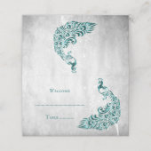 Carte De Placement Carte Place Réception Vine Peacock turquoise (Extérieur déplié)