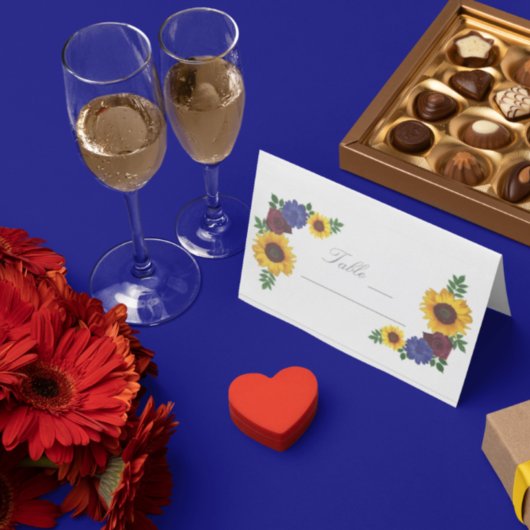 Carte De Placement Carte Place Rose de tournesol Floral Mariage