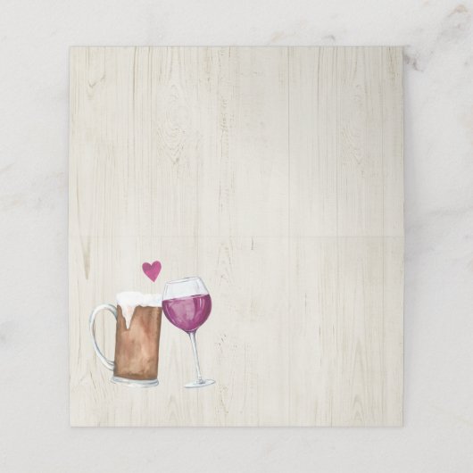 Carte De Placement Carte Place Style Tente Pliée Vin & Bière Toast (Extérieur déplié)
