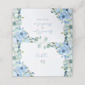 Carte De Placement Carte Rose bleu aquarelle (Extérieur déplié)