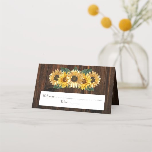 Carte De Placement Carte Rustique de la réception de tournesol (Devant)