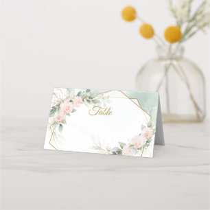 Carte De Placement Carton de table de mariage fleurs roses blush bohè