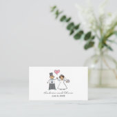 Carte De Placement Cartoon Mariage Couple Mariée & Groom Coeur rose (Debout devant)
