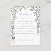 Carte De Placement Cascade florale Dusty Mariage bleu Merci (Devant)