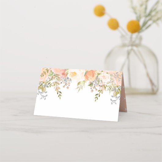 Carte De Placement Cascade Rose Pale Peach avec verdure (Devant)