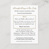 CARTE DE PLACEMENT CATHOLIC PRAYER TO JESUS THROUGH MARY (Dos)