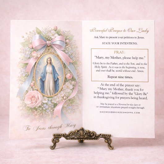 CARTE DE PLACEMENT CATHOLIC PRAYER TO JESUS THROUGH MARY