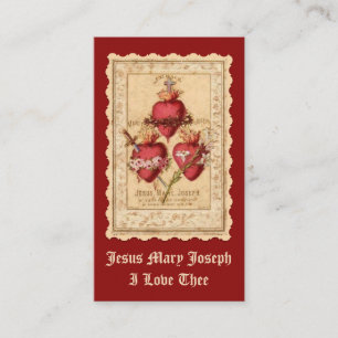Carte De Placement Catholique Trois Coeurs Jésus Marie Joseph Prière