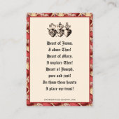 Carte De Placement Catholique Trois Coeurs Jésus Marie Joseph Voiture (Dos)