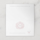 Carte De Placement Cercle de feuilles roses dessin mariage monogramme (Extérieur déplié)
