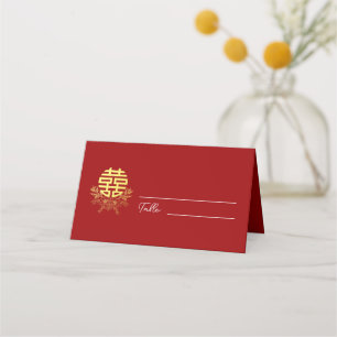 Carte De Placement Cercle double bonheur fleur mariage chinois