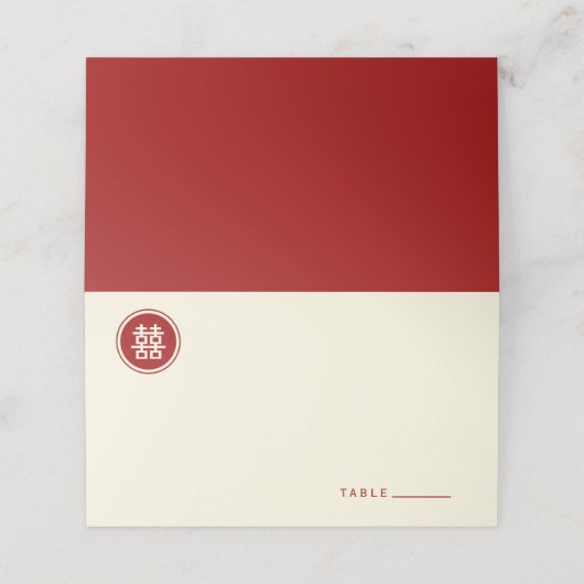 Carte De Placement Cercle rouge double bonheur Mariage chinois modern (Extérieur déplié)
