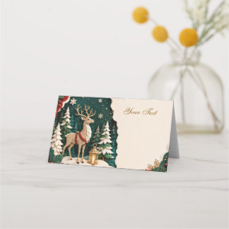 Carte De Placement Cerf de Noël Forest Frame