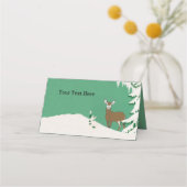 Carte De Placement Cerf féminin debout dans la pinte à neige vert (Dos)
