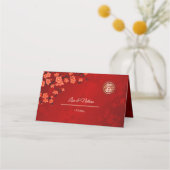 Carte De Placement Cerisier Blossom Rouge Or | Mariage chinois (Dos)